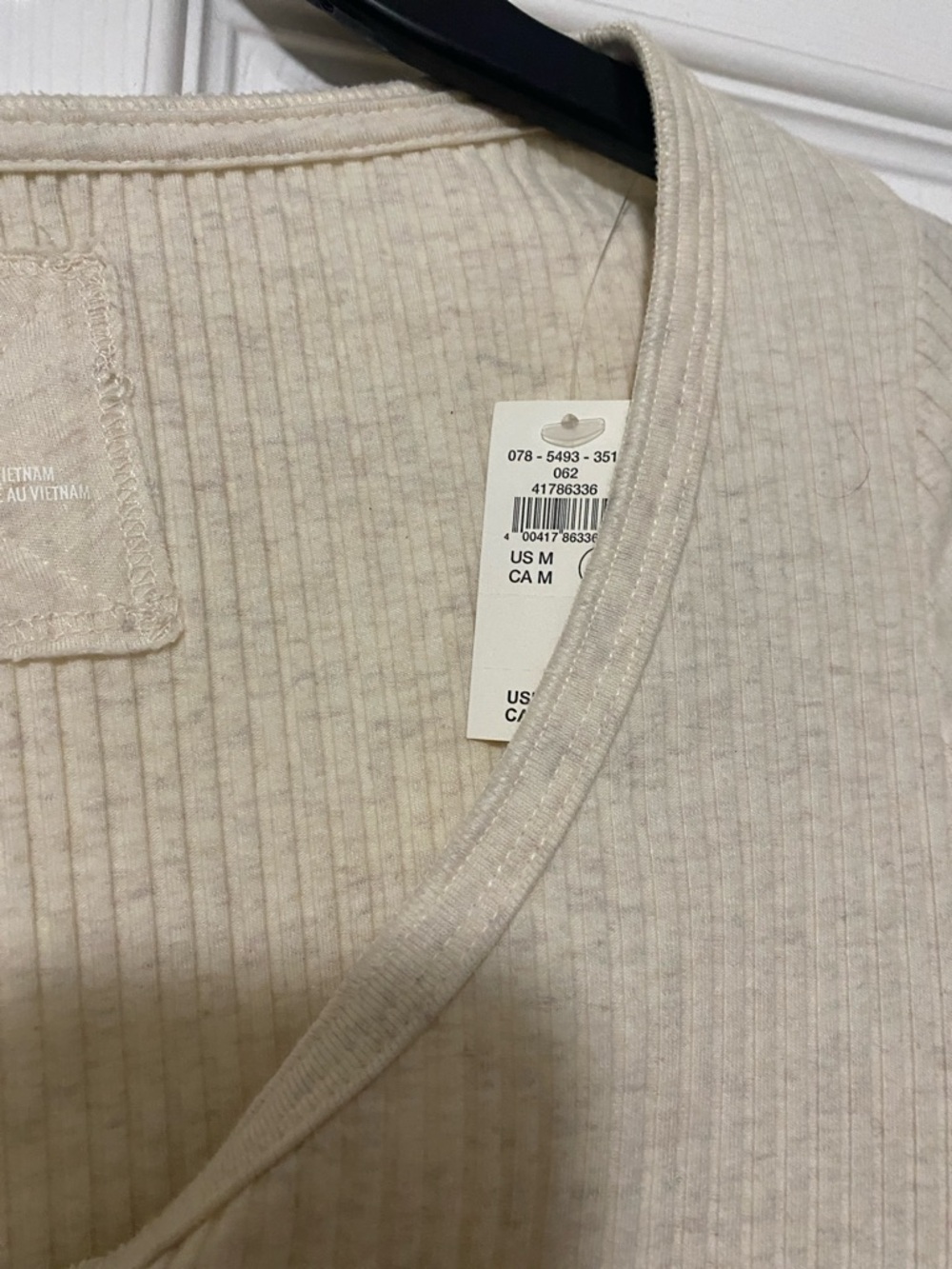 aerie Ribbed Henley Long Sleeve Top - Cream - Picture 3 of 5